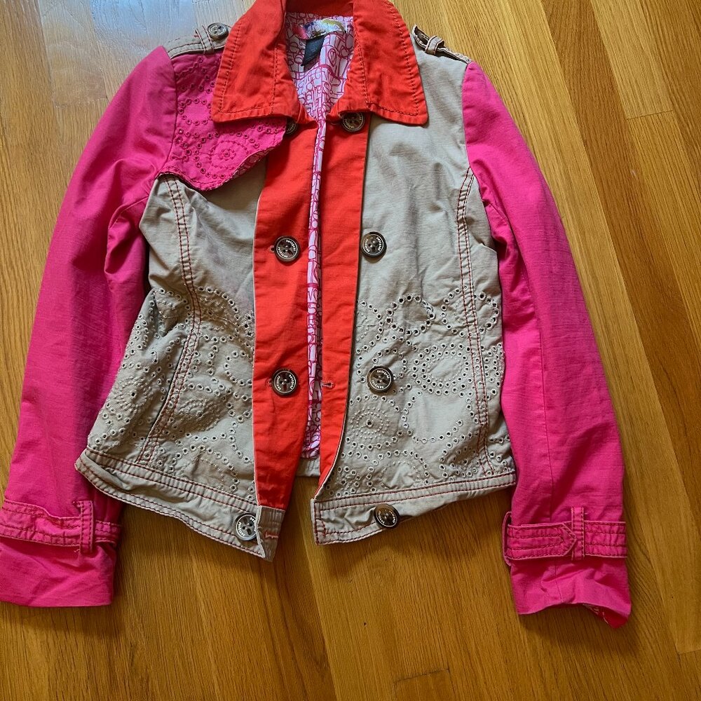 Desigual pink Fuschia orange eyelet jacket